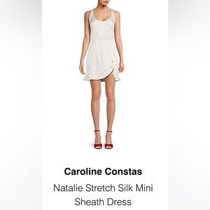 Caroline Constas Natalie ruffled stretch-silk charmeuse mini dress Ivory